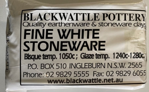 Blackwattle Fine White Stoneware Clay 10kg bag
