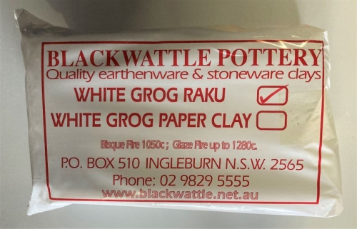 Blackwattle White Grog Raku Clay 10kg bag